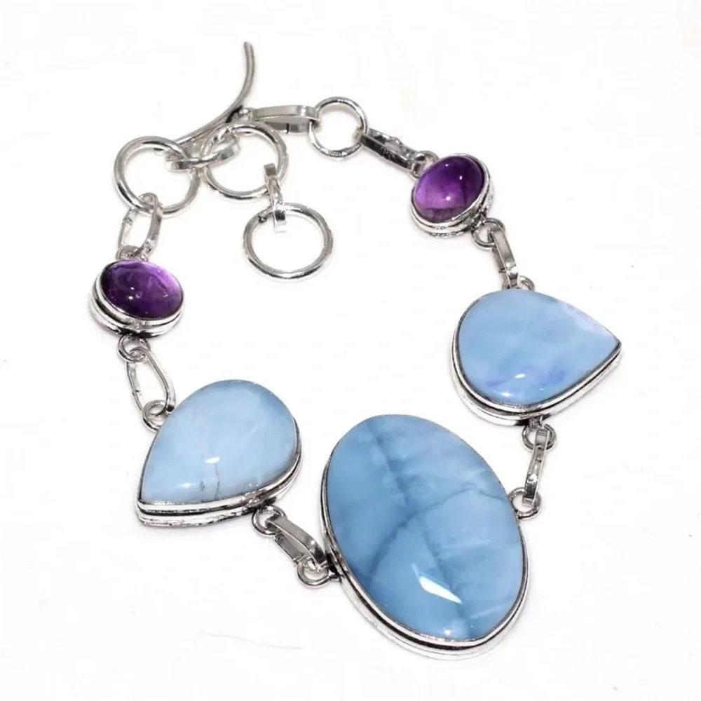 Owyhee Blue Opal and Amethyst bracelet